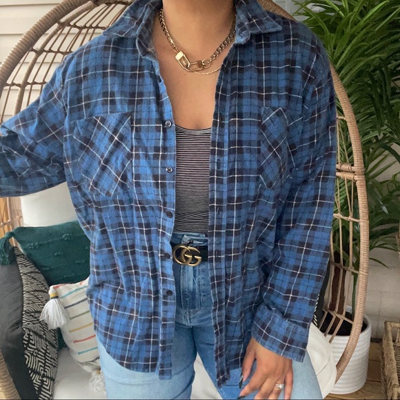 Tops - Vintage Style Boho Button Up Flannel Top SZ XL